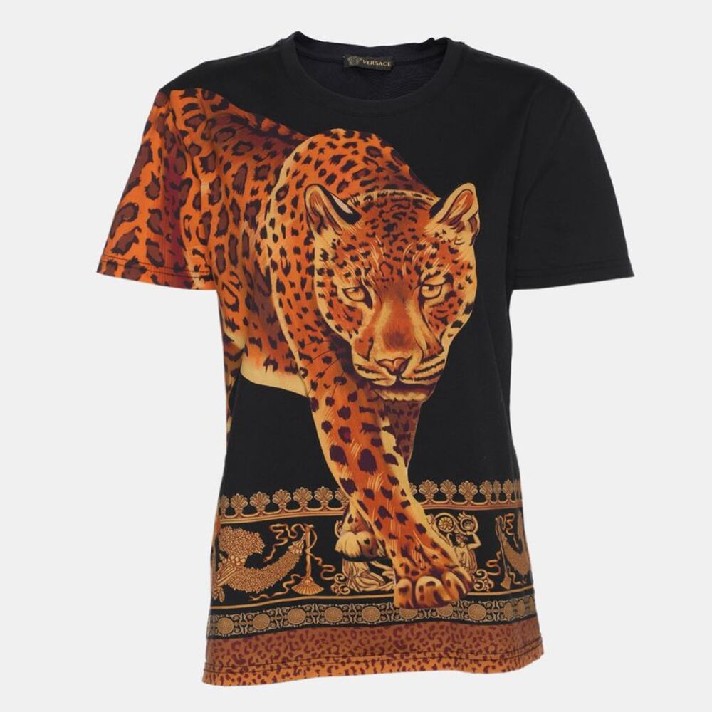 Versace Multicolor Tiger Print Jersey T-Shirt S
